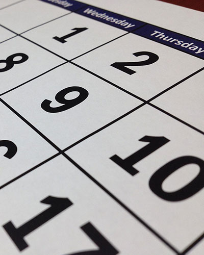 Closeup of a calendar