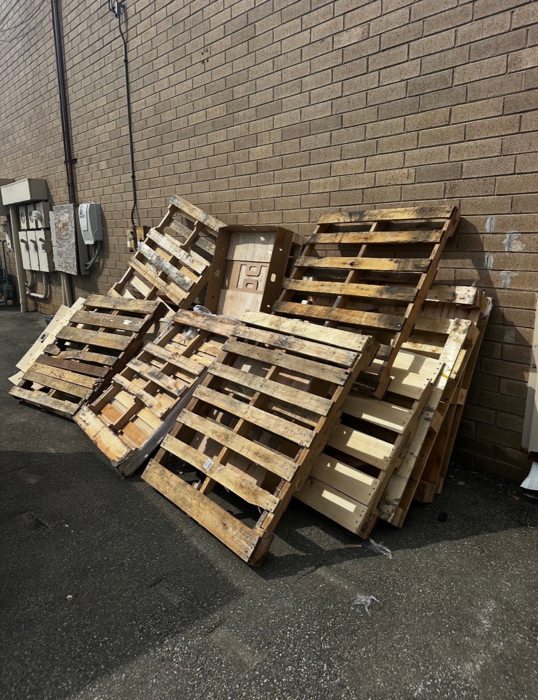Pallets before commercial bulk pickup