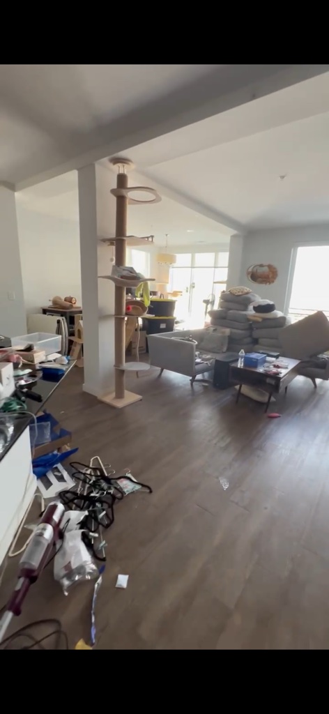 Furniture and household items in a Greensboro living room before pickup