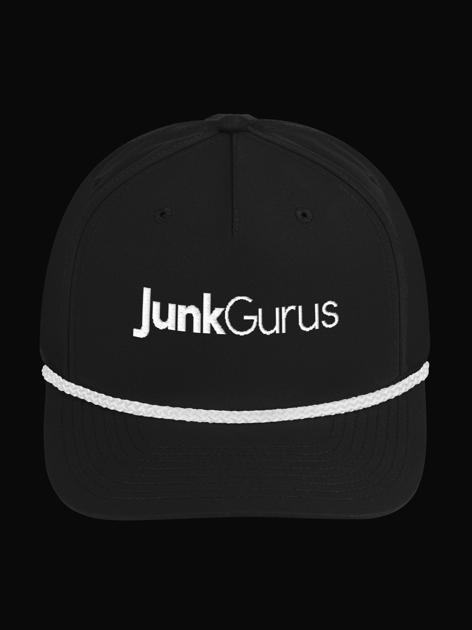 JunkGurus Wordmark Rope Hat product front on black background