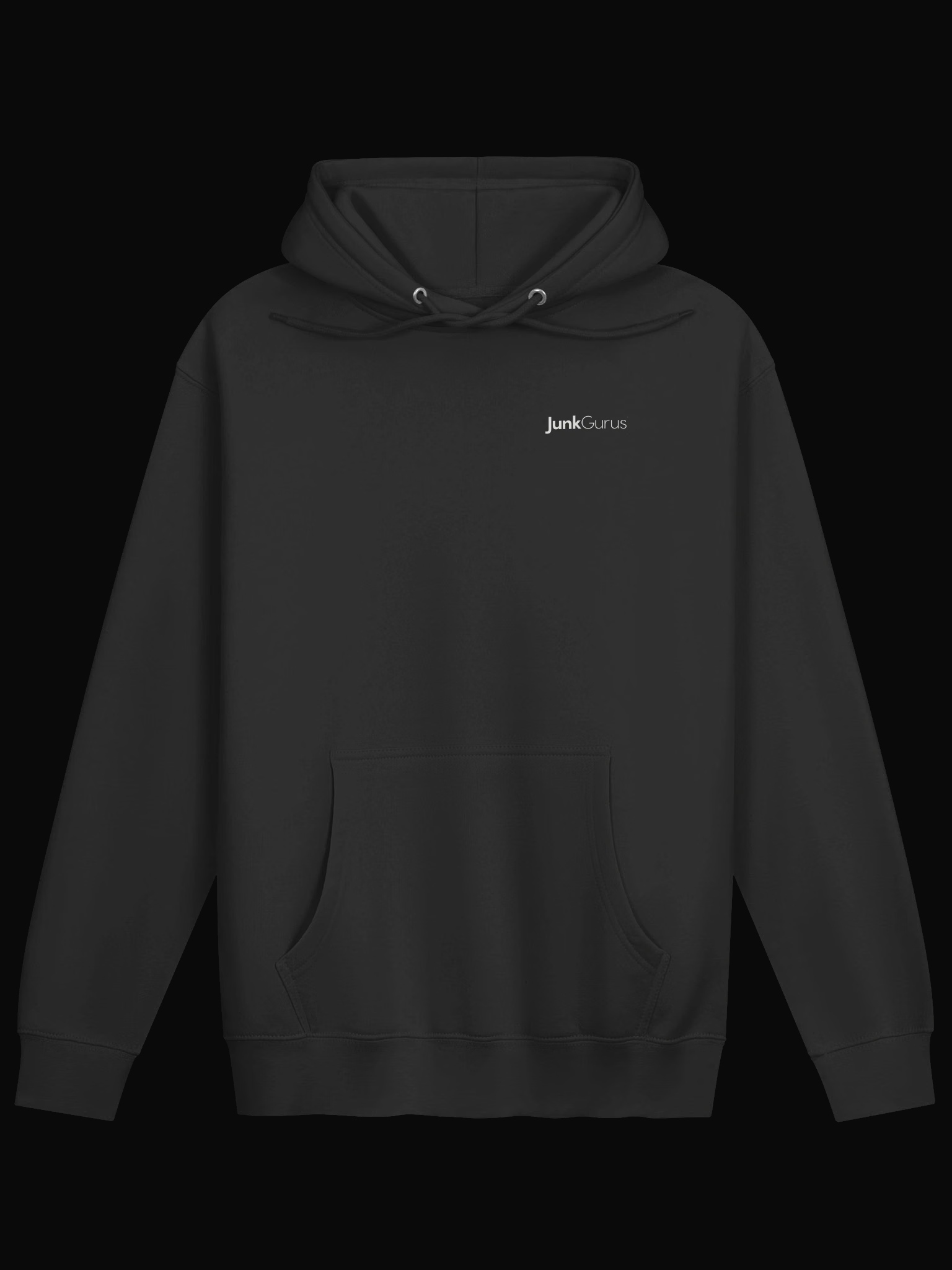 JunkGurus Wordmark Hoodie product front on black background