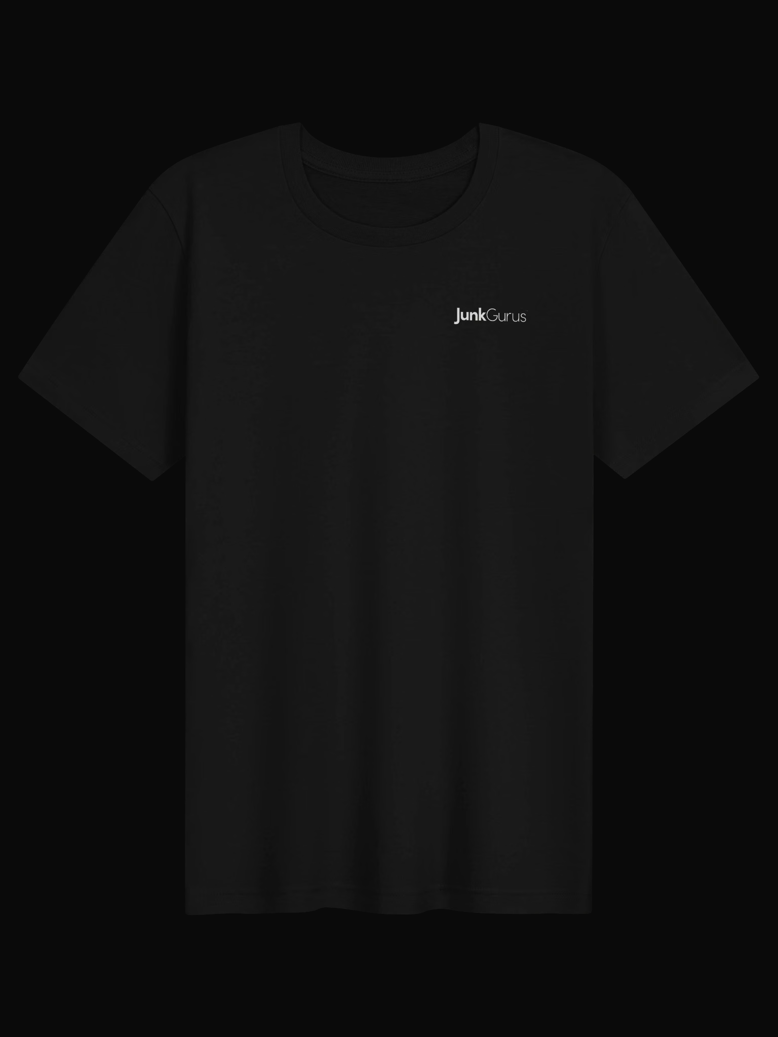 JunkGurus Wordmark Tee product front on black background